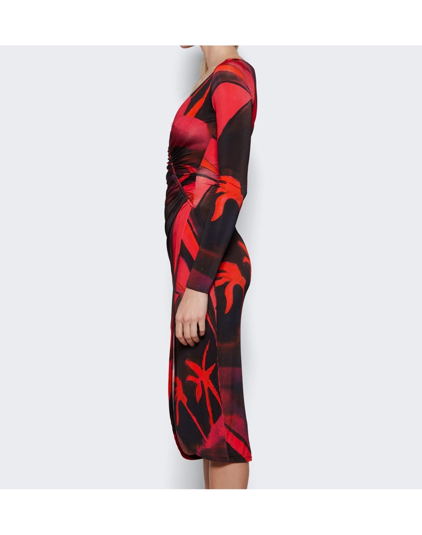 Louisa Ballou | Women | Long Sleeve Summer Solstice Midi Dress | Queens Gambit Red