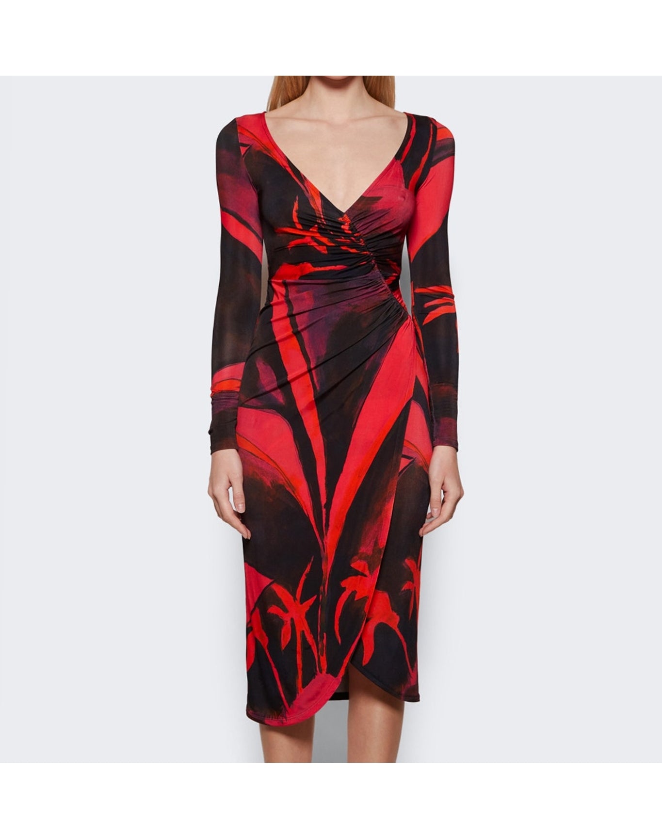 Louisa Ballou | Women | Long Sleeve Summer Solstice Midi Dress | Queens Gambit Red