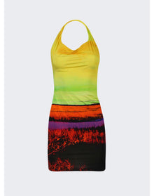 Louisa Ballou | Women | One Shoulder Plunge Back Mini Dress | Sunrise