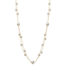 AA Quality Round Strand Necklace | 14K Yellow Gold | White Freshwater Pearl5mm - 8mm