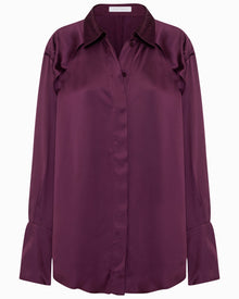 Magma Draped Back Shirt | Aubergine Viscose