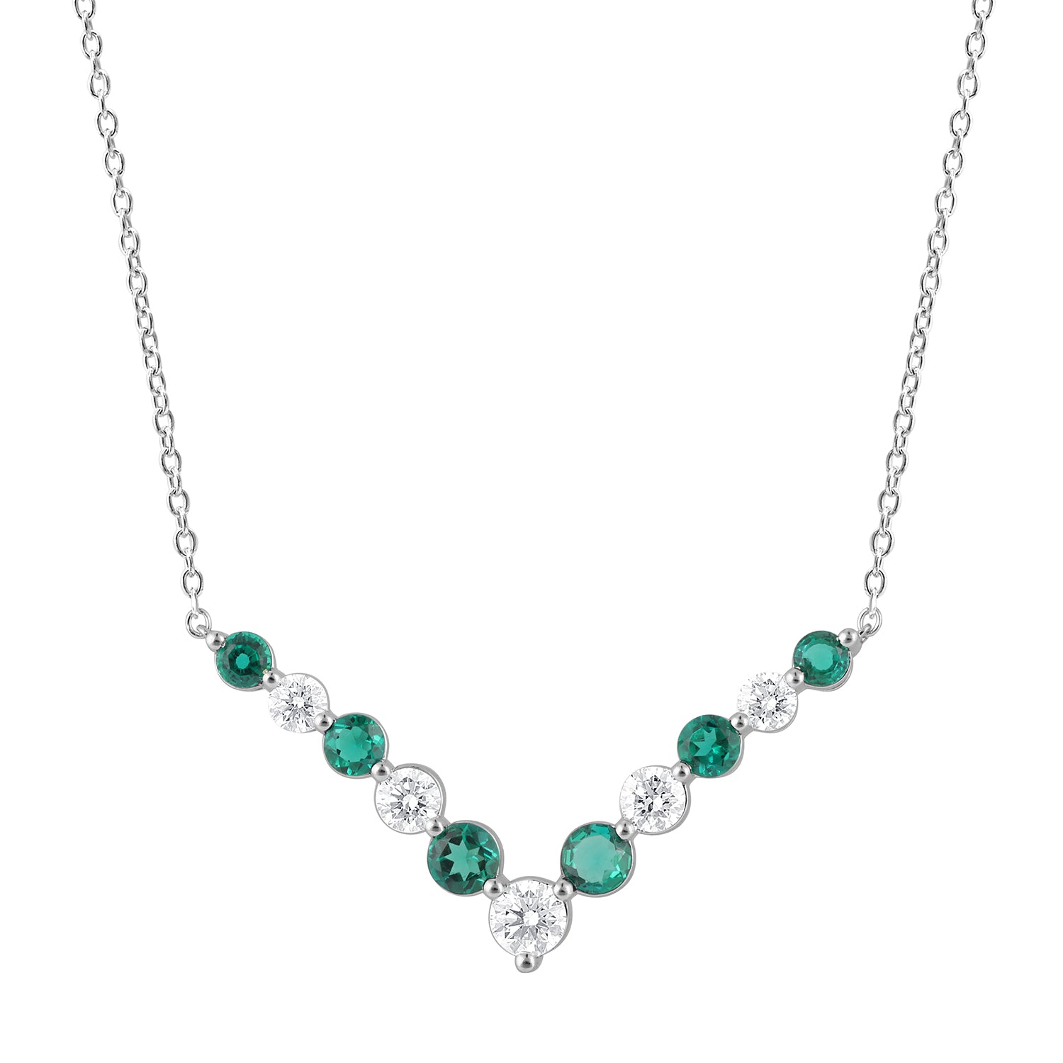 Womens | V-Shape Pendant Necklace | 14K White Gold | 1 CTW Round Cut Lab Grown Diamond | G-VS