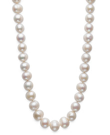 AA Quality Round Strand Necklace | 14K Yellow Gold | White Freshwater Pearl11mm - 12mm