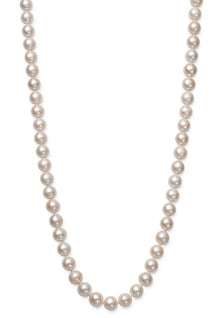 AAA Quality Round Strand Necklace - II | 14K White Gold | White Freshwater Pearl | 7mm - 8mm