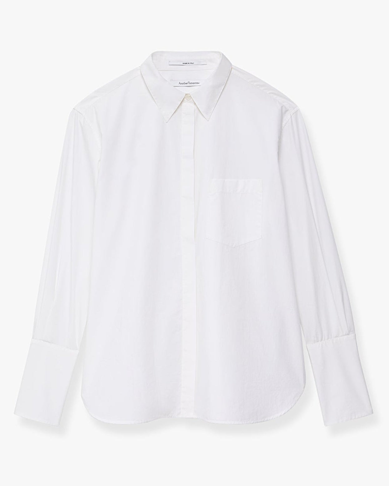Another Tomorrow Mens Shirt With Glass Cufflinks in White – Cotton