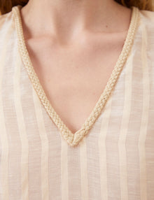 Womens | The Sheer Caftan | Sheer Cream Stripe