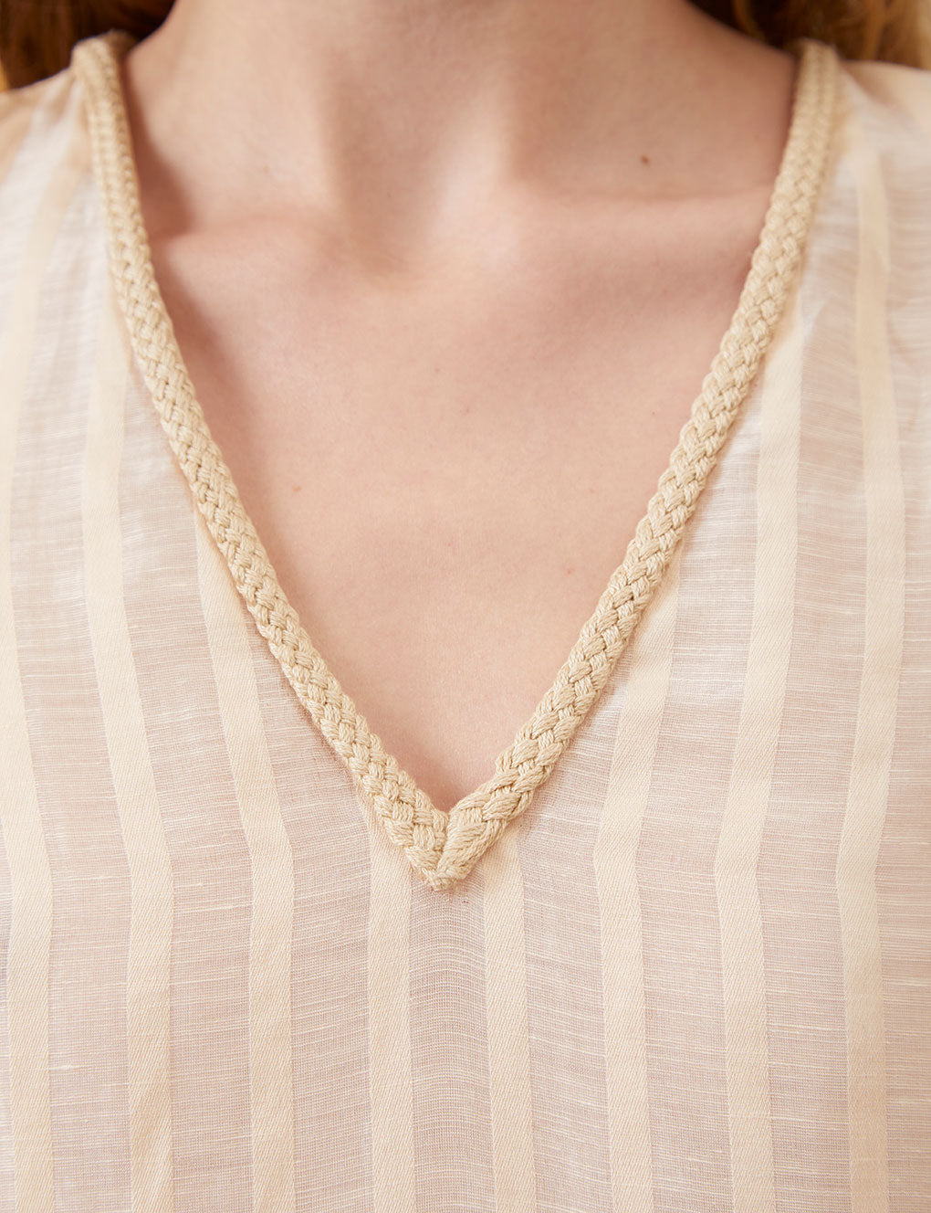 Womens | The Sheer Caftan | Sheer Cream Stripe