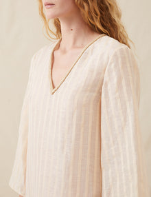 Womens | The Sheer Caftan | Sheer Cream Stripe