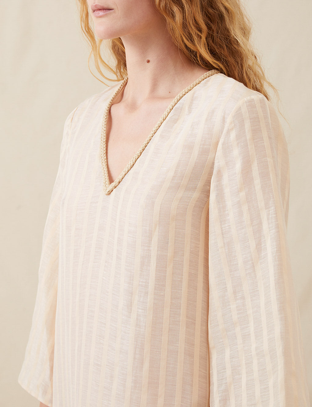 Womens | The Sheer Caftan | Sheer Cream Stripe