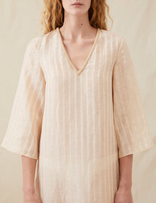 Womens | The Sheer Caftan | Sheer Cream Stripe