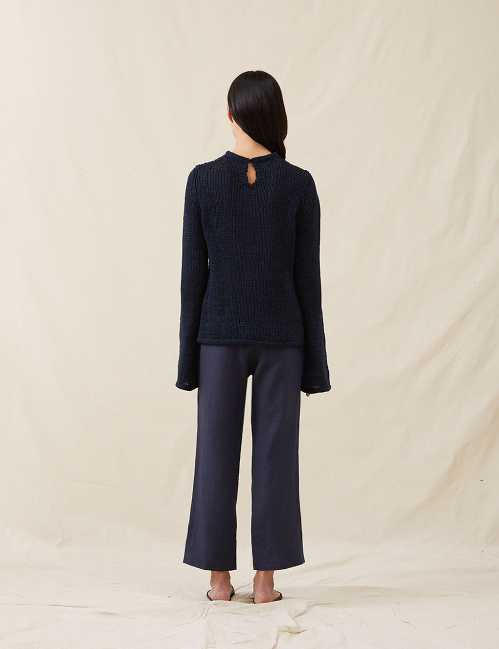 Womens | The Open-Weave Crewneck | Navy Melange