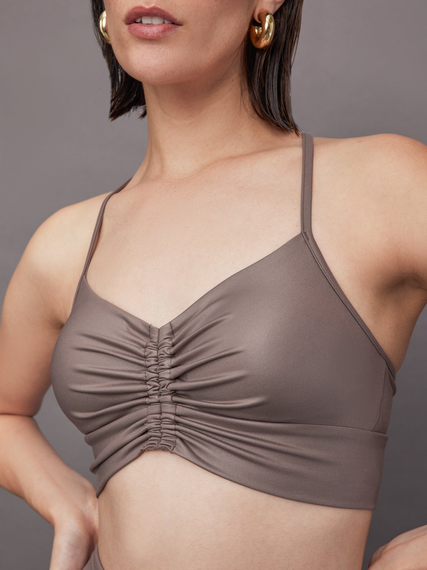 Michi | Palma Gloss Longline Bra | Bronzed Pewter