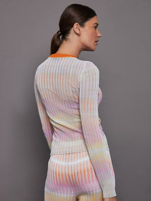 Missoni | Ribbed crew-neck jumper with contrasting collar | Orange/Multi