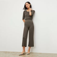 Front image of a woman wearing the Marijane Pant - Textured Knit in Light Ash