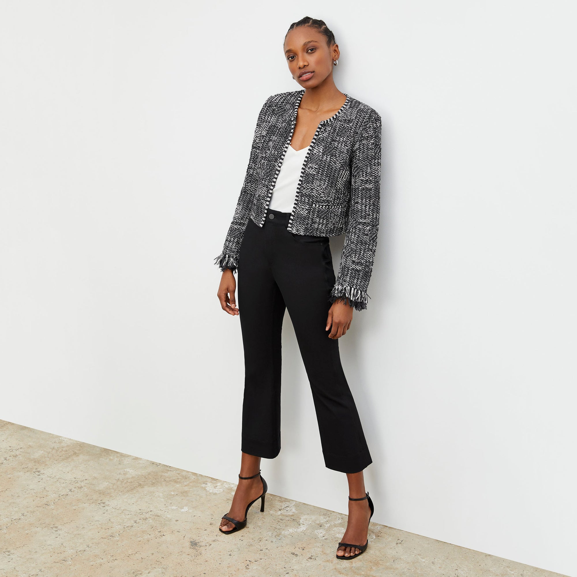 Front image of a woman wearing the Archie Jean in Black