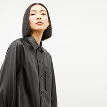 Image of a woman wearing the Sierra Shacket - Vegan Leather in Black