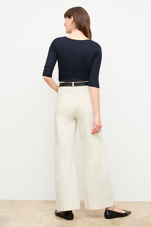 Front image of a woman wearing the Milo Jean in Tusk | Exclude