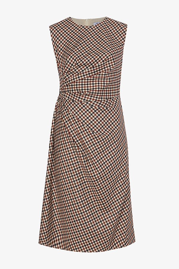 packshot image of the jeannine dress in windowpane sharkskin | Exclude