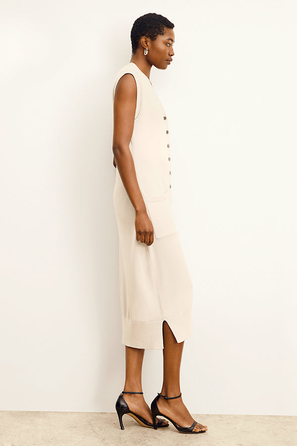 front image of a woman wearing the toula dress in ivory | Exclude