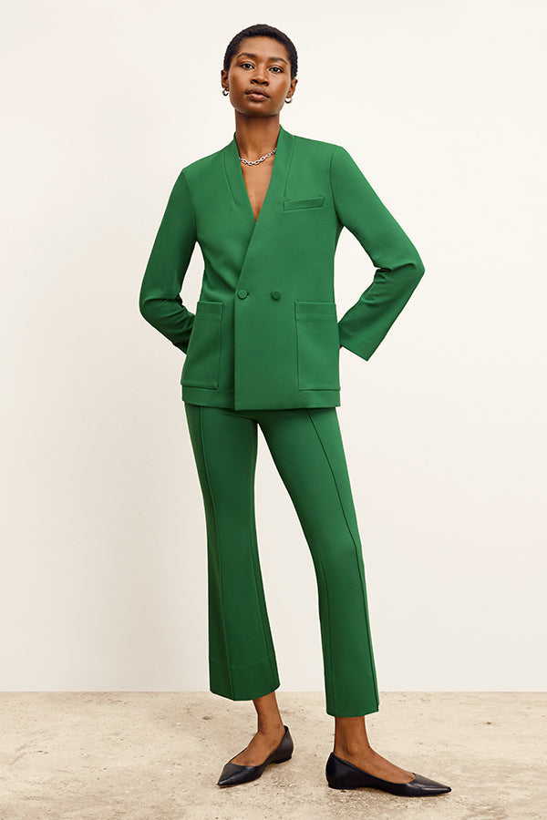 front image of a woman wearing the janette jacket in shamrock  | Exclude