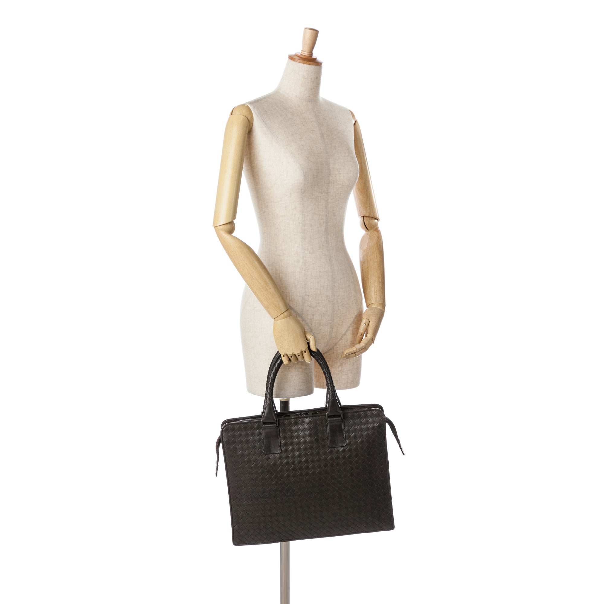 Bottega Veneta | Pre-Owned Intrecciato Business Bag | Brown