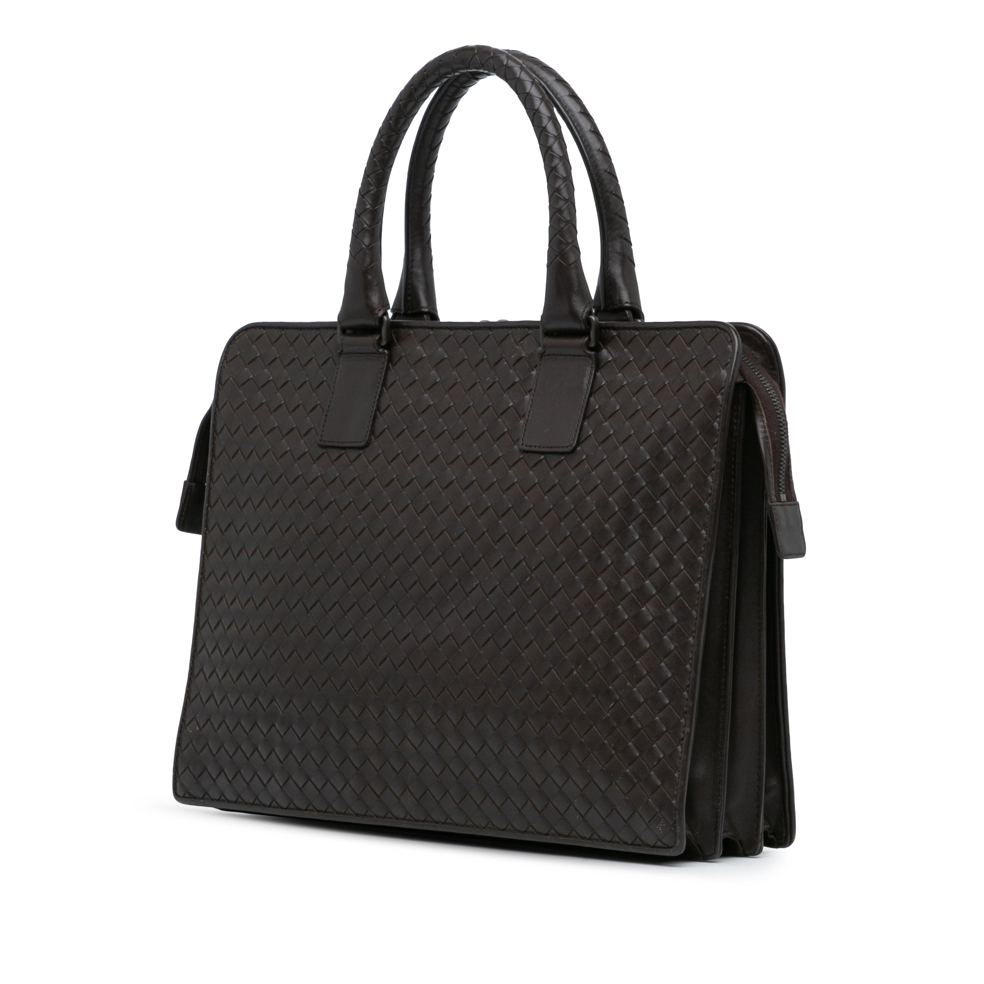 Bottega Veneta | Pre-Owned Intrecciato Business Bag | Brown
