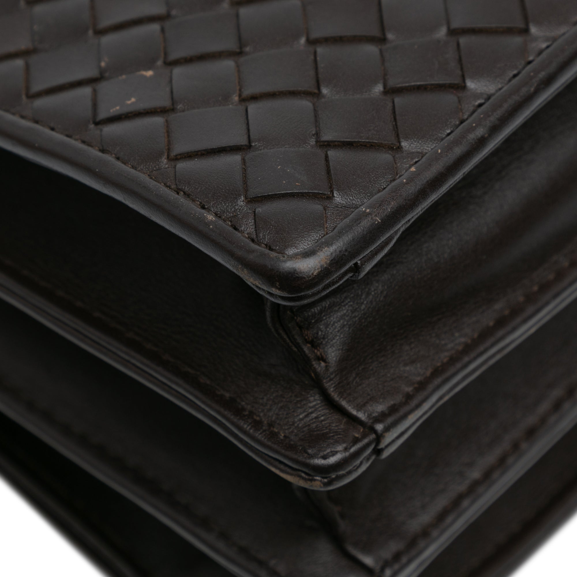Bottega Veneta | Pre-Owned Intrecciato Business Bag | Brown