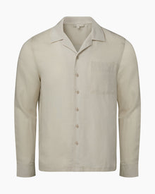 Mens | Linen Home Long Sleeve Camp Shirt | Stone