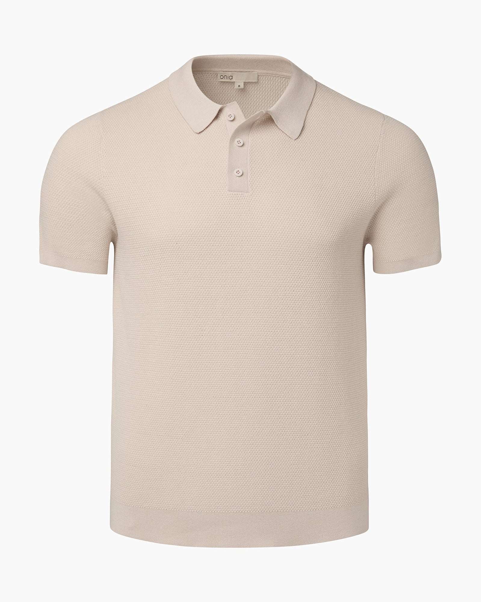 Mens | Cotton Textured Knit Polo | Stone