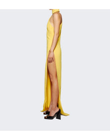 Mônot | Women | Asymmetrical High Neck Shoulder Dress | Yellow