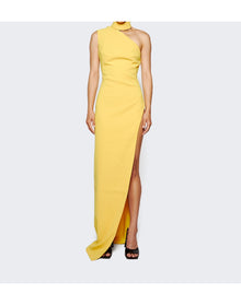 Mônot | Women | Asymmetrical High Neck Shoulder Dress | Yellow