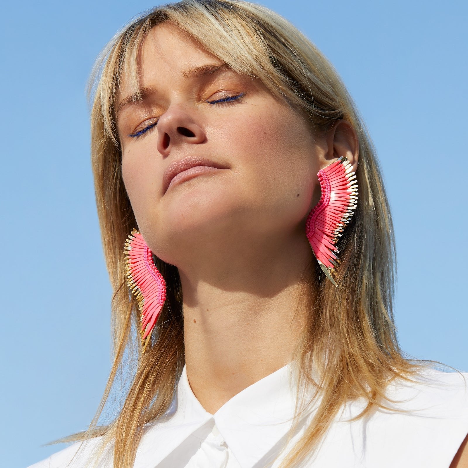 Madeline Earrings | Neon Pink | 14K Gold Plated Brass