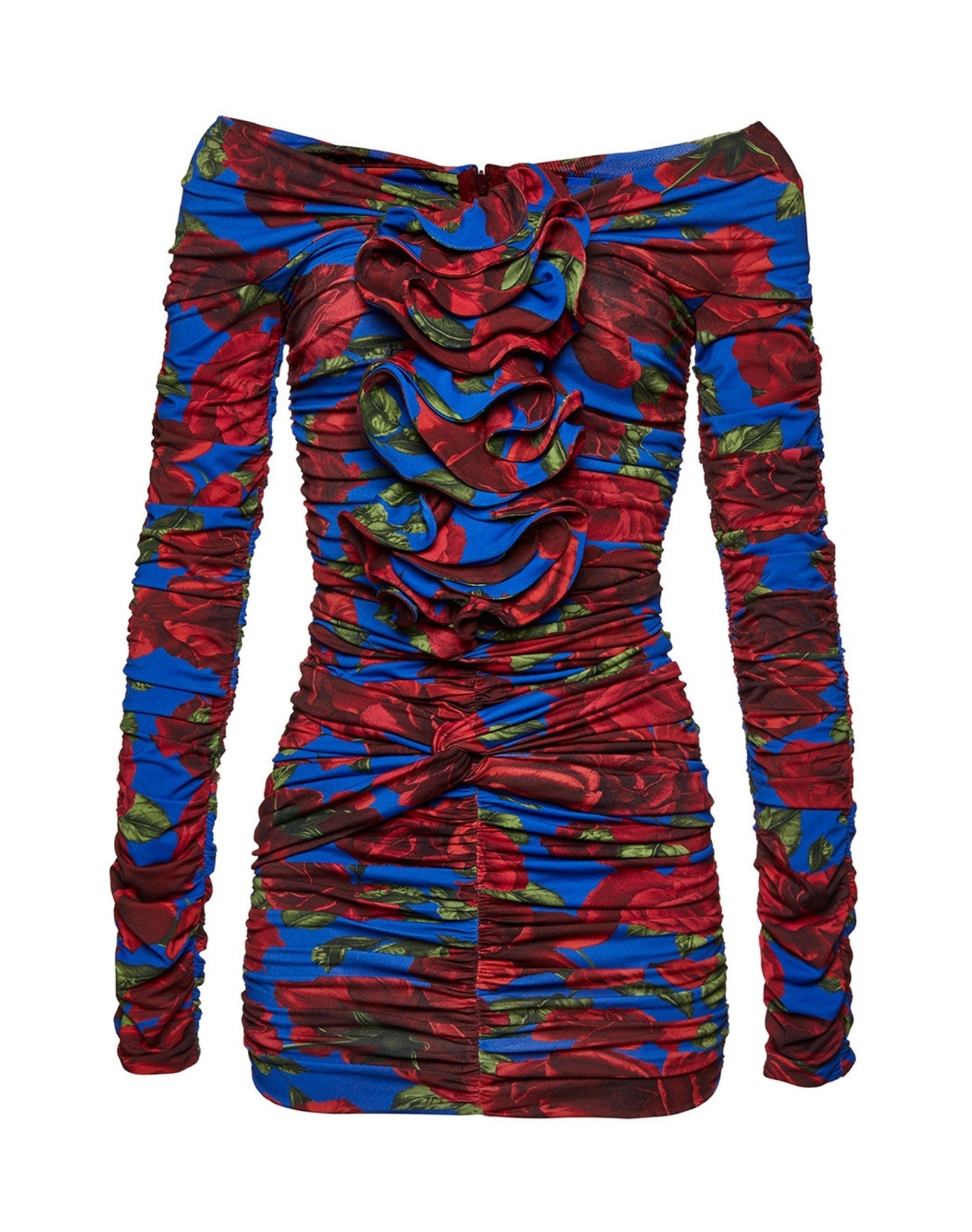 Magda Butrym | Women | Long Sleeve Floral Mini Dress | Blue x Red