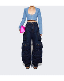 Magda Butrym | Women | Ultra Cropped Scoop Denim Jacket | Blue