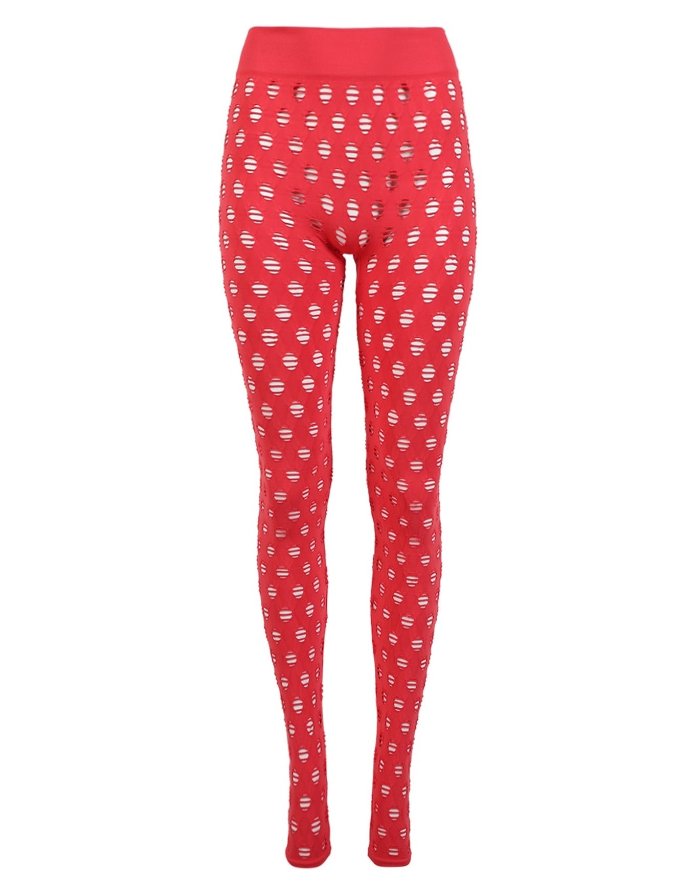 Maisie Wilen | Women | Knitted Perforated Leggings | Tomato
