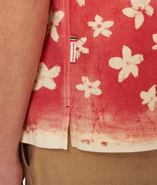 Maitan Budding Life Print Relaxed Fit Capri Collar Shirt | Cinnamon Summer Red