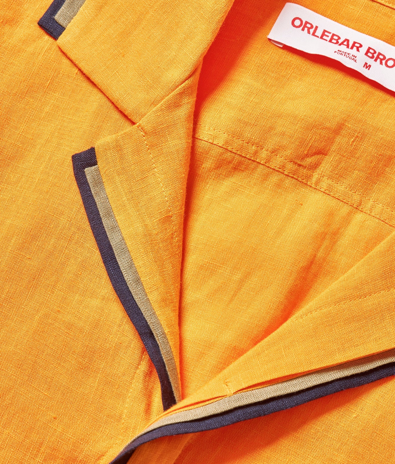 Maitan Lino Relaxed Fit Two-Tone Capri Collar Italian Linen Shirt | Calypso Orange/Agave/Night Iris