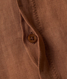 Maitan Relaxed Fit Capri Collar Linen Shirt Woven | Cinnamon Coffee
