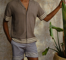 Maitan Solmio Print Relaxed Fit Capri Collar Shirt | Truffle