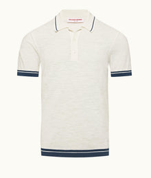 Maranon Cotton Linen Tailored Fit Cotton-Linen Polo Shirt | White Sand