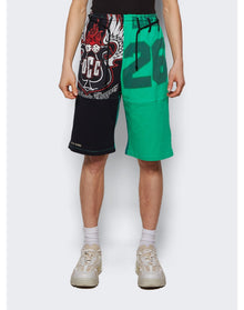 Marine Serre | Men | Regenerated Graphic T-shirt Shorts | Bright Green