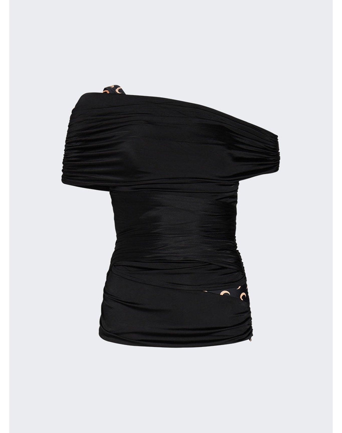 Marine Serre | Women | Jersey Draped Off Shoulder Top | Black