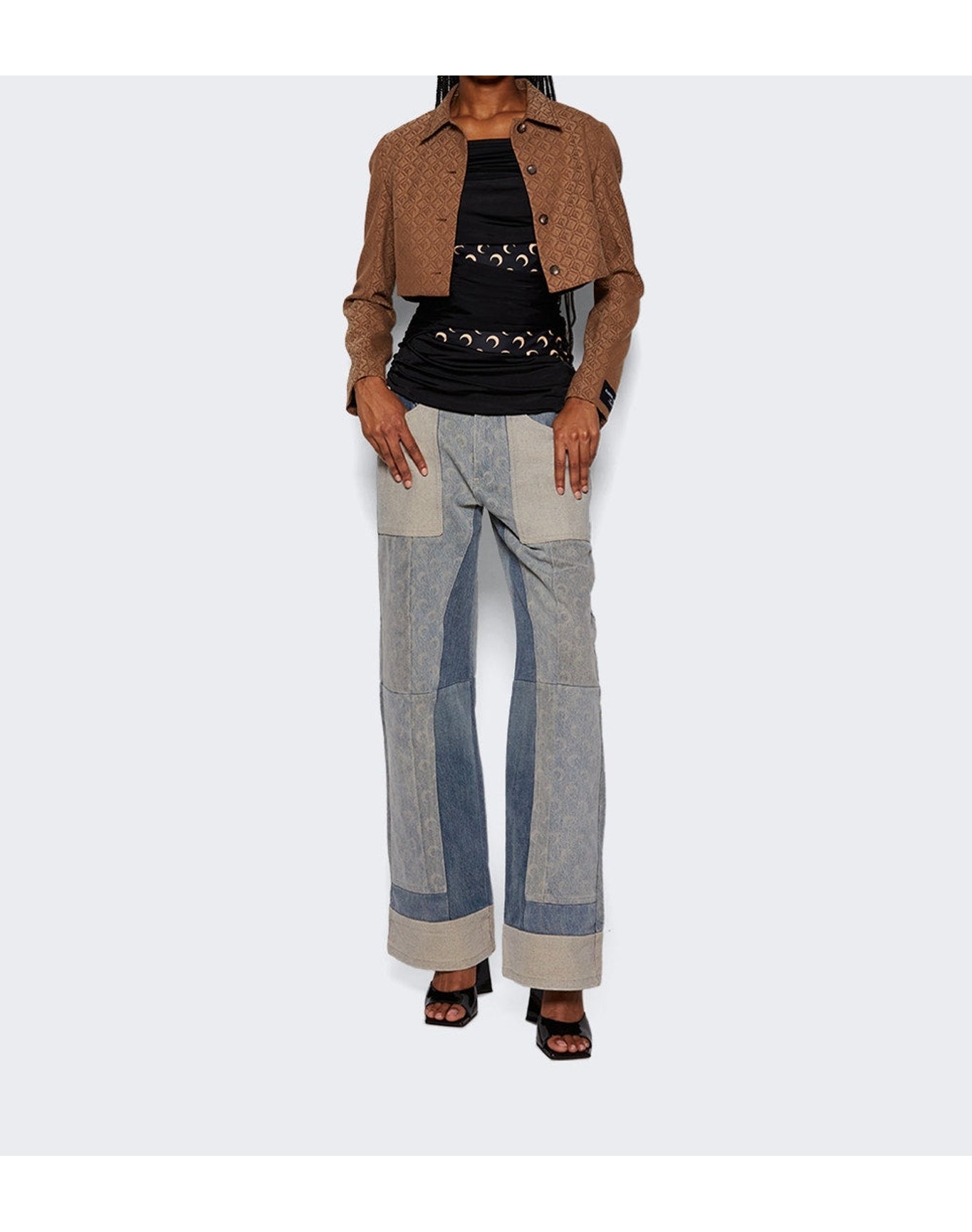 Marine Serre | Women | Jersey Draped Off Shoulder Top | Black