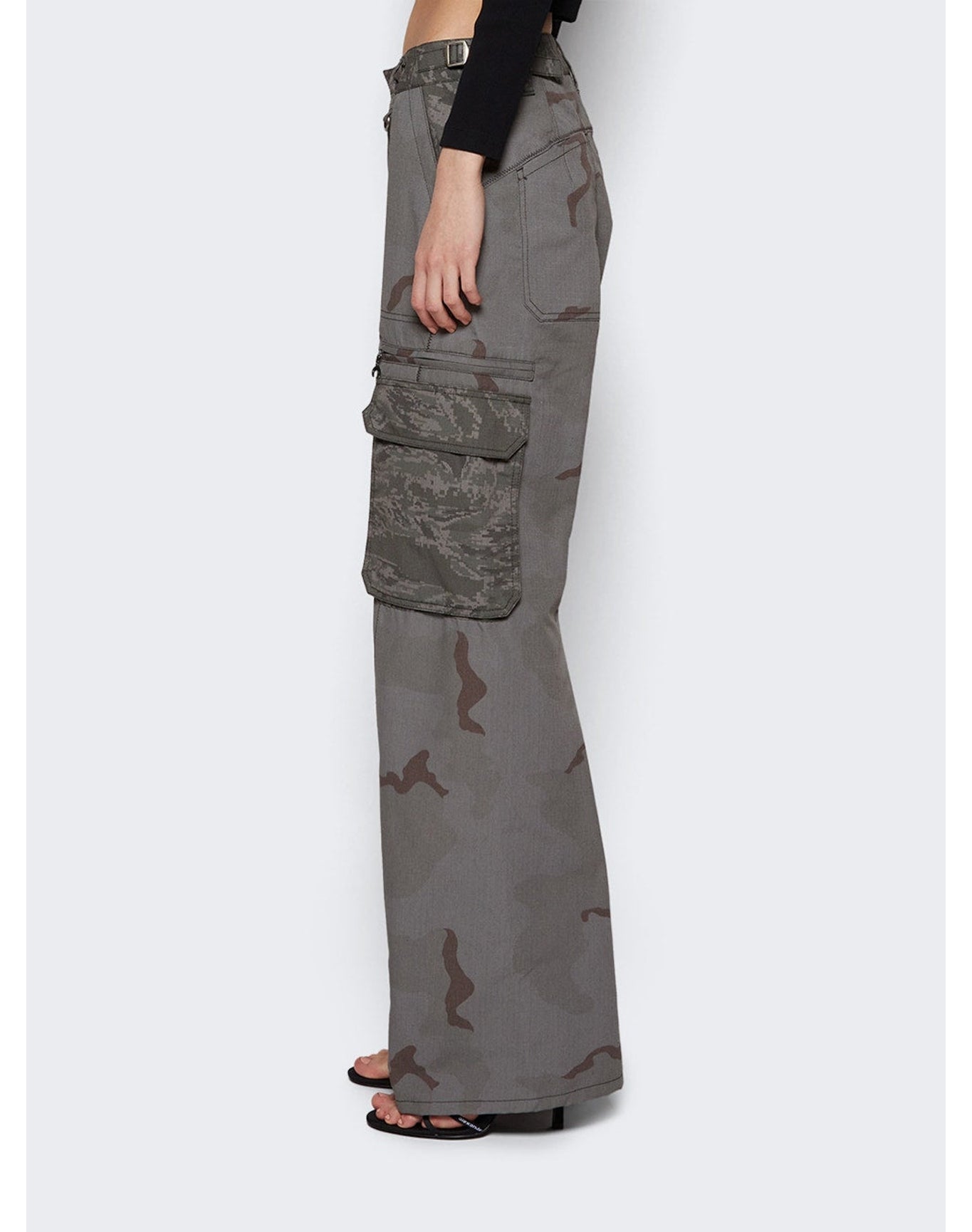 Marine Serre | Women | Regenerated Cargo Pants | Dark Grey