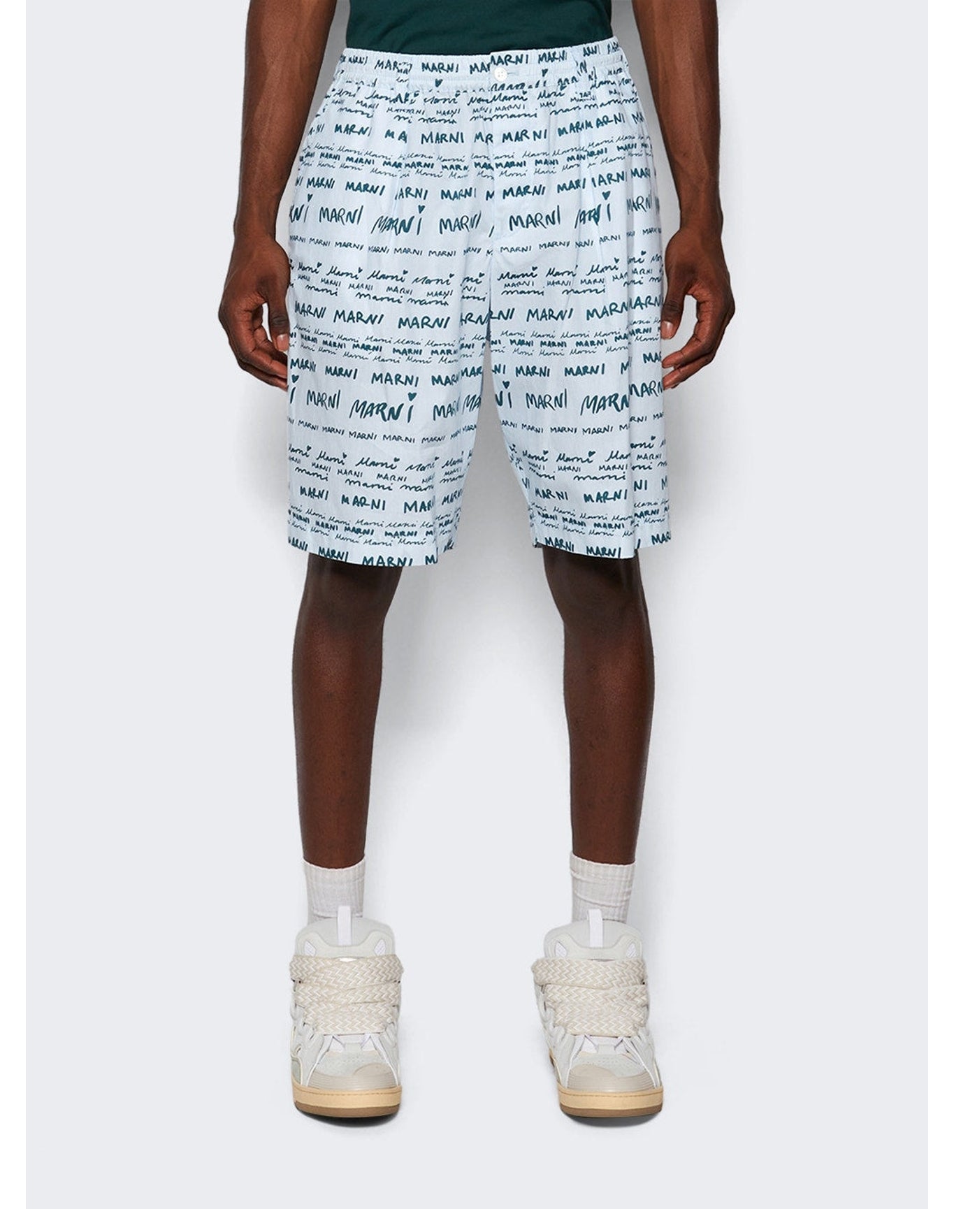 Marni | Men | Cotton Poplin Shorts | Arctic Blue