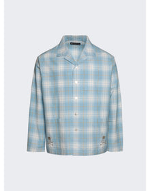 Mastermind World | Men | Open Collar Plaid Shirt | Blue