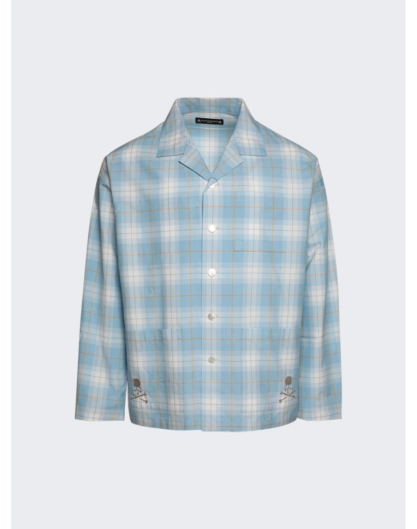 Mastermind World | Men | Open Collar Plaid Shirt | Blue