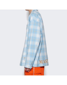 Mastermind World | Men | Open Collar Plaid Shirt | Blue