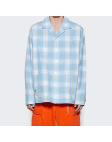 Mastermind World | Men | Open Collar Plaid Shirt | Blue