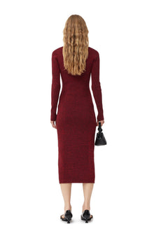 Melange Rib Polo Dress | High Risk Red